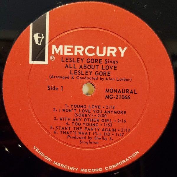 Lesley Gore : Sings All About Love (LP, Album, Mono)