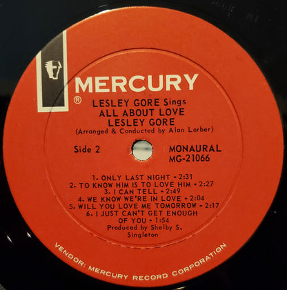 Lesley Gore : Sings All About Love (LP, Album, Mono)