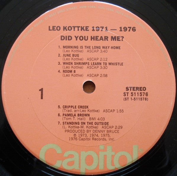 Leo Kottke : 1971-1976 "Did You Hear Me?" (LP, Comp, Club, Ter)