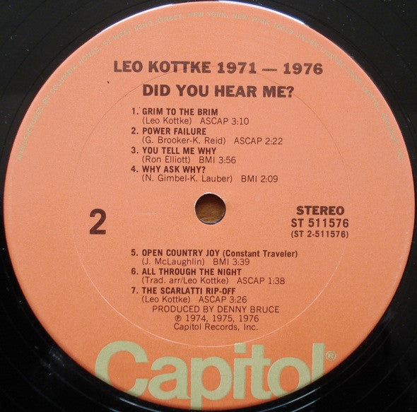Leo Kottke : 1971-1976 "Did You Hear Me?" (LP, Comp, Club, Ter)