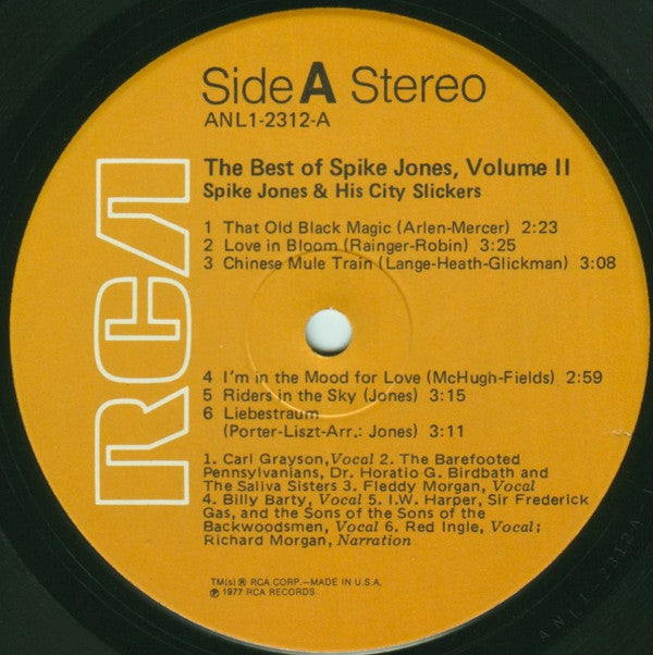 Spike Jones And His City Slickers : The Best Of Spike Jones Vol. 2 (LP, Comp)