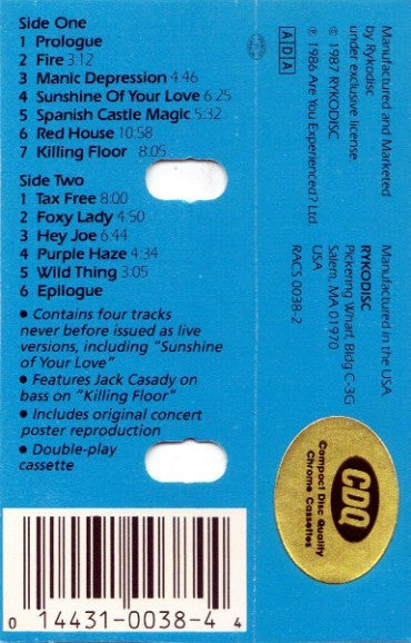 The Jimi Hendrix Experience : Live At Winterland (Cass, Album)