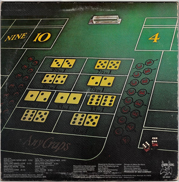 Bad Company (3) : Straight Shooter (LP, Album, RE, PR-)