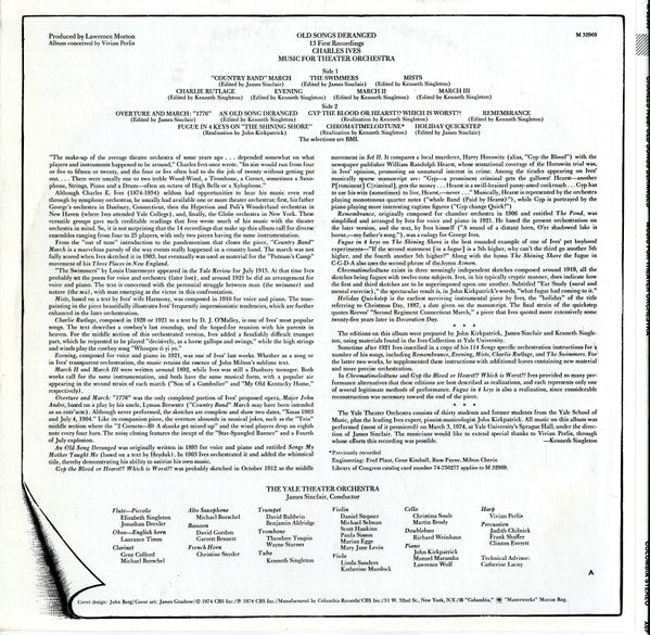 Charles Ives - Yale Theater Orchestra, James Sinclair (2) : Old Songs Deranged (Music For Theater Orchestra) (LP)