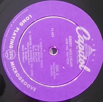 Gerry Mulligan Tentette : Gerry Mulligan And His Ten-Tette (10", Mono)