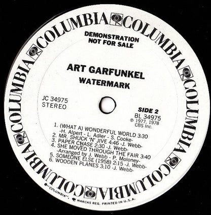 Art Garfunkel : Watermark (LP, Album, Promo)