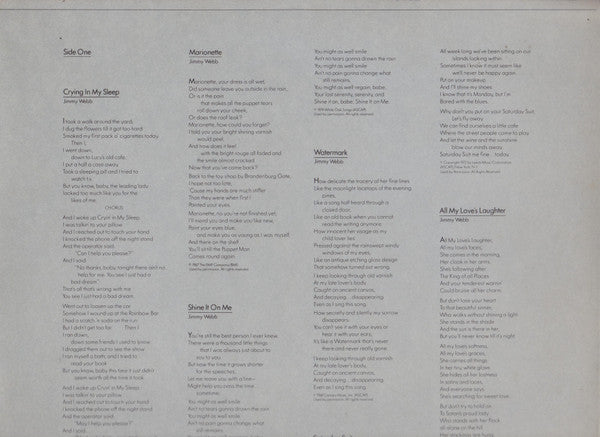 Art Garfunkel : Watermark (LP, Album, Promo)