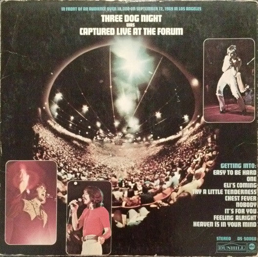 Three Dog Night : Captured Live At The Forum (LP, Album, Pit)