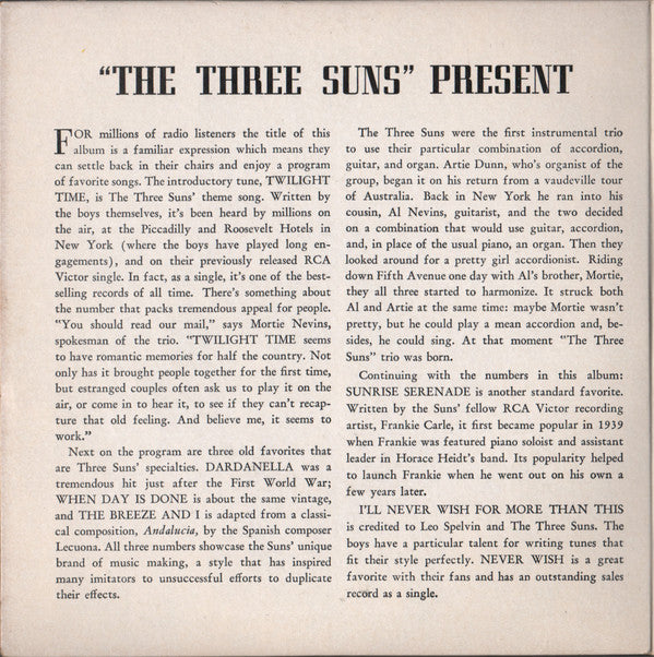 Buy The Three Suns : The Three Suns Present (2x7