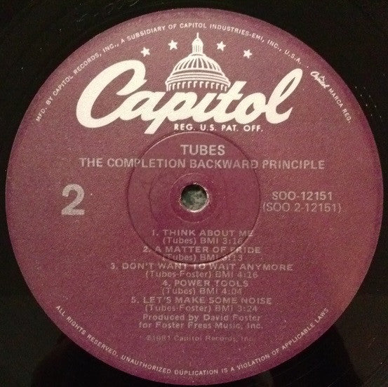 The Tubes : The Completion Backward Principle (LP, Album, Win)