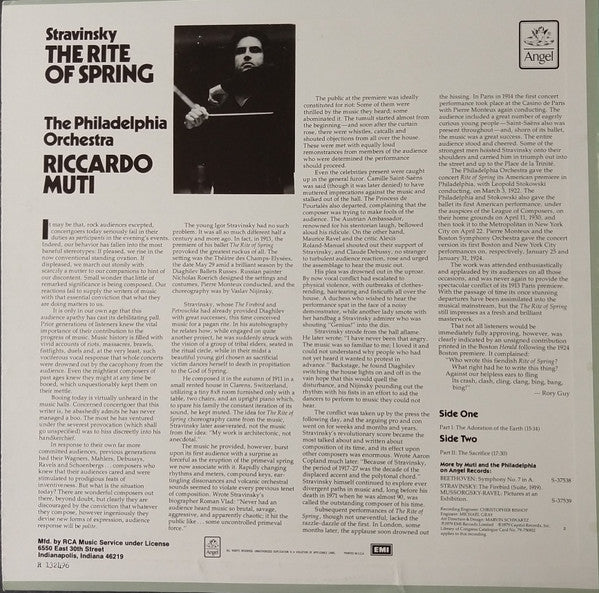 Igor Stravinsky / The Philadelphia Orchestra / Riccardo Muti : The Rite Of Spring / Le Sacre Du Printemps (LP, Album, Club, Ind)