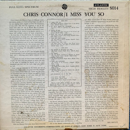 Chris Connor : I Miss You So (LP, Album, Mono)