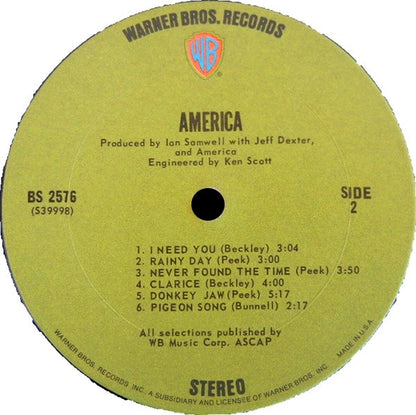 America (2) : America (LP, Album, RE)