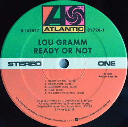 Lou Gramm : Ready Or Not (LP, Album, Club)