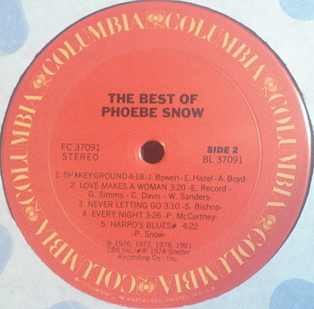 Phoebe Snow : The Best Of Phoebe Snow (LP, Comp)