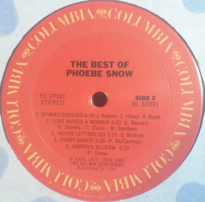 Phoebe Snow : The Best Of Phoebe Snow (LP, Comp)