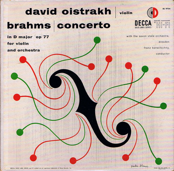 Johannes Brahms / David Oistrach, Staatskapelle Dresden, Franz Konwitschny : Concerto For Violin And Orchestra In D Major Op 77 (LP, Mono)