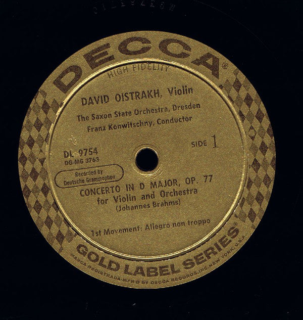 Johannes Brahms / David Oistrach, Staatskapelle Dresden, Franz Konwitschny : Concerto For Violin And Orchestra In D Major Op 77 (LP, Mono)