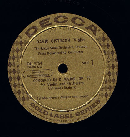 Johannes Brahms / David Oistrach, Staatskapelle Dresden, Franz Konwitschny : Concerto For Violin And Orchestra In D Major Op 77 (LP, Mono)