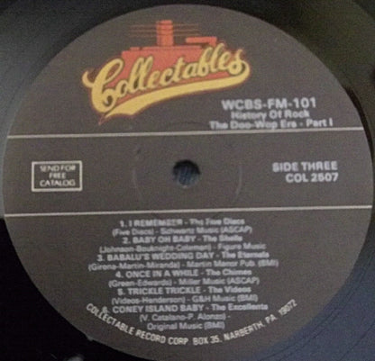 Various : WCBS FM101 History Of Rock, The Doo-Wop Era Part 1 (2xLP, Comp, COL)
