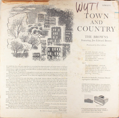 The Browns (3) Featuring Jim Ed Brown : Town & Country (LP, Album, Mono, Ind)