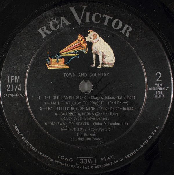 The Browns (3) Featuring Jim Ed Brown : Town & Country (LP, Album, Mono, Ind)