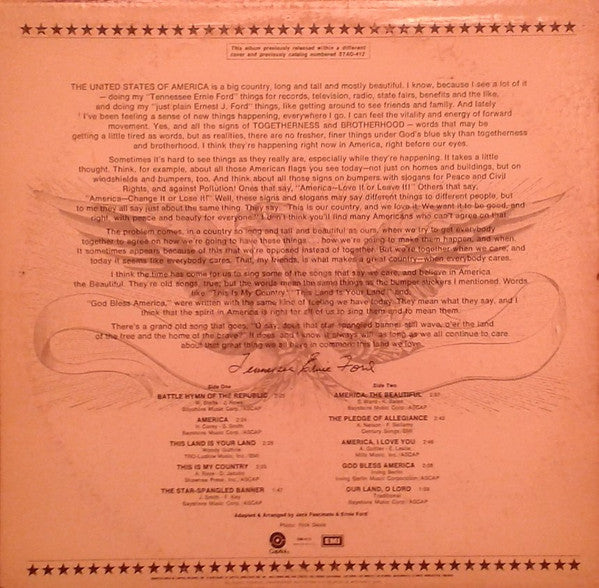 Tennessee Ernie Ford : America The Beautiful (LP, RE, Win)