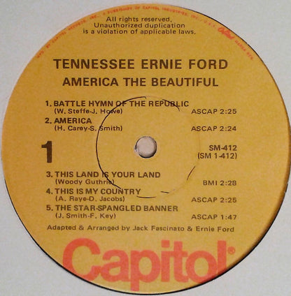Tennessee Ernie Ford : America The Beautiful (LP, RE, Win)