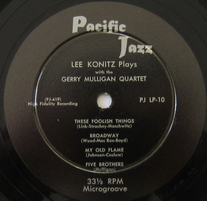 Lee Konitz And Gerry Mulligan Quartet : Lee Konitz And The Gerry Mulligan Quartet (10", Mono)