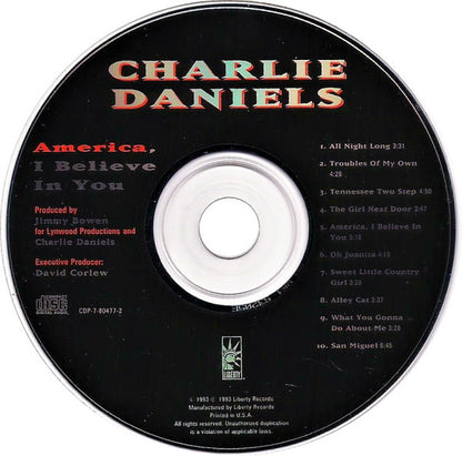 Charlie Daniels : America, I Believe In You (CD, Album)