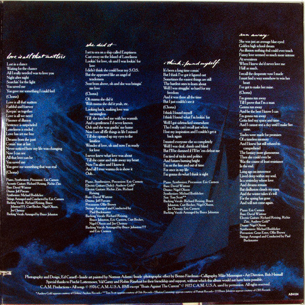 Buy Eric Carmen : Boats Against The Current (LP, Album, Ter