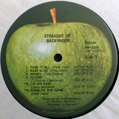 Badfinger : Straight Up (LP, Album, Win)