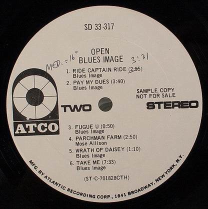 Blues Image : Open (LP, Album, Promo, Whi)