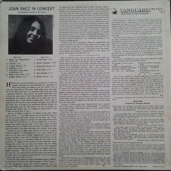 Joan Baez : In Concert (LP, Album, Mono, Roc)