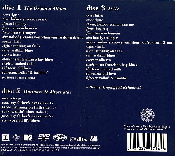 Eric Clapton : Unplugged (CD, Album, RE, RM + CD + DVD-V + Dlx, Dig)