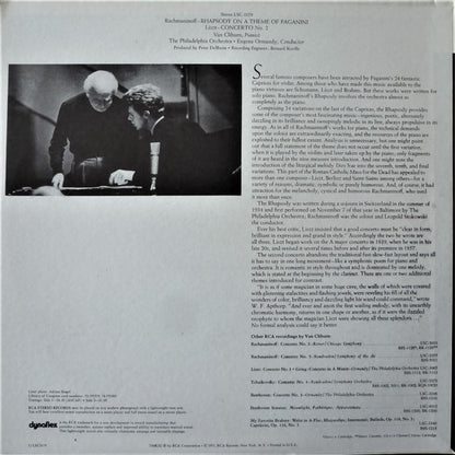 Van Cliburn, Sergei Vasilyevich Rachmaninoff / Franz Liszt, The Philadelphia Orchestra, Eugene Ormandy : Rhapsody On A Theme Of Paganini / Concerto No. 2 In A  (LP, Album)