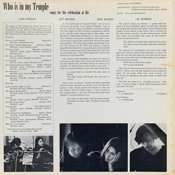 Clearing (2) : Who Is In My Temple (LP, Album, Pri)