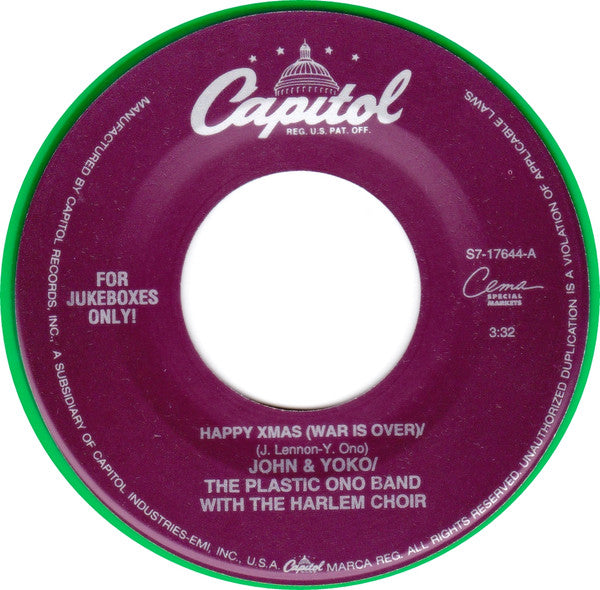 John Lennon & Yoko Ono & The Plastic Ono Band & The Harlem Community Choir : Happy Xmas (War Is Over) (7", Single, Jukebox, RE, Gre)
