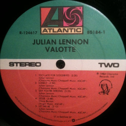 Julian Lennon : Valotte (LP, Album, Club, SRC)