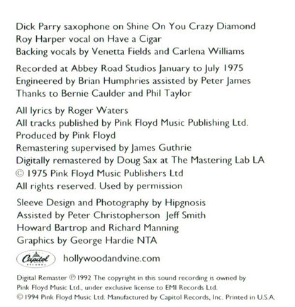 Pink Floyd : Wish You Were Here (CD, Album, RE, RM)