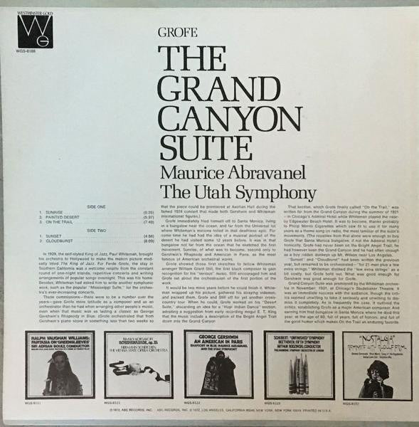 Maurice de Abravanel, Utah Symphony Orchestra / Ferde Grofé : The Grand Canyon Suite (LP, RE)