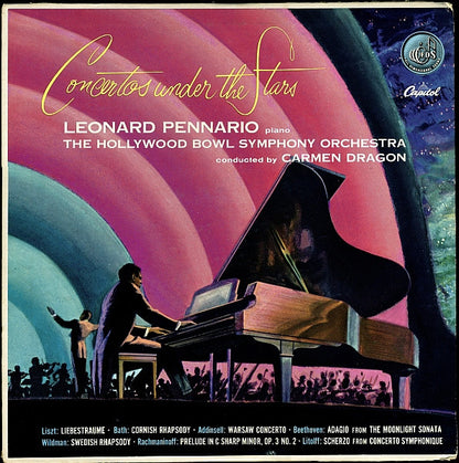 Leonard Pennario, The Hollywood Bowl Symphony Orchestra, Carmen Dragon : Concertos Under The Stars (LP, Mono)