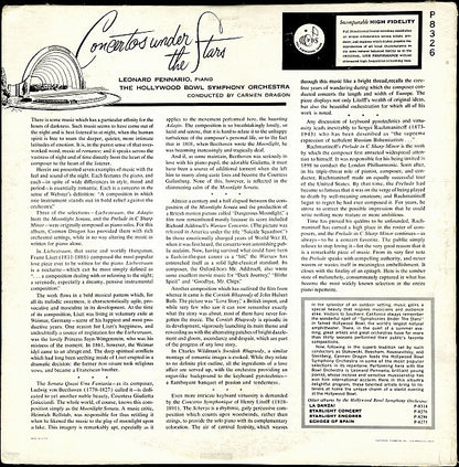 Leonard Pennario, The Hollywood Bowl Symphony Orchestra, Carmen Dragon : Concertos Under The Stars (LP, Mono)