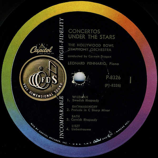 Leonard Pennario, The Hollywood Bowl Symphony Orchestra, Carmen Dragon : Concertos Under The Stars (LP, Mono)