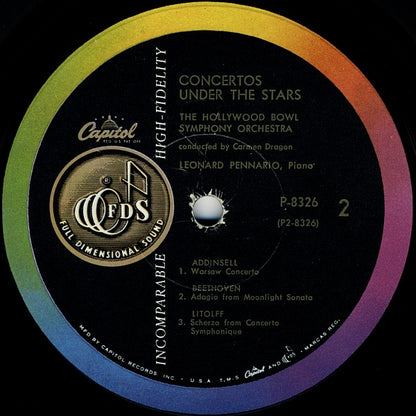 Leonard Pennario, The Hollywood Bowl Symphony Orchestra, Carmen Dragon : Concertos Under The Stars (LP, Mono)