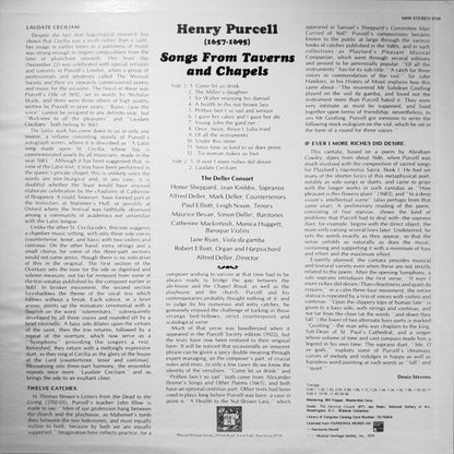 Deller Consort Directed By Alfred Deller : Henry Purcell: Songs From Taverns And Chapels (LP, RE)