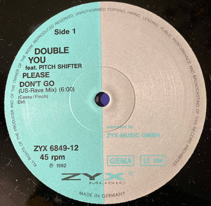 Double You feat. Pitch Shifter : Please Don't Go (The Techno Remixes) (12")