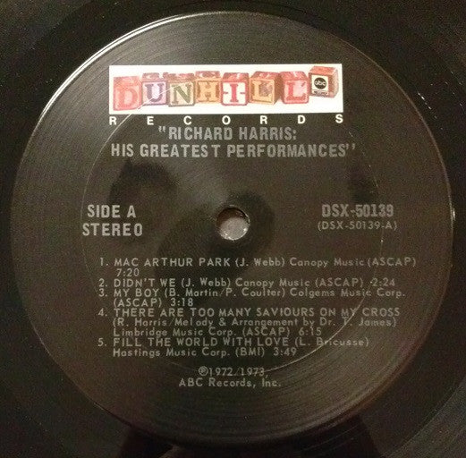 Richard Harris : His Greatest Performances (LP, Comp)