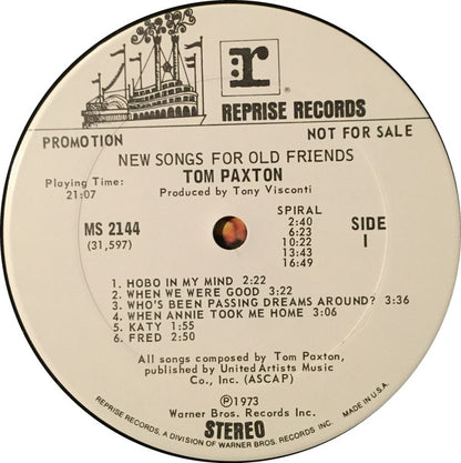 Tom Paxton : New Songs For Old Friends (LP, Album, Promo)