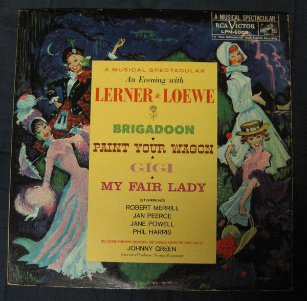 RCA Victor Symphony Orchestra And RCA Victor Chorus : An Evening with Lerner & Loewe: Brigadoon / Paint Your Wagon / Gigi / My Fair Lady (2xLP, Album, Mono, Gat)